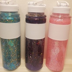 24 Oz water bottle snowglobe handcrafted